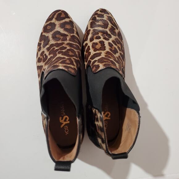 Yosi Samra Daryll Calf Hair Animal Print Chelsea Ankle Booties Womens Size 9 - Picture 8 of 12
